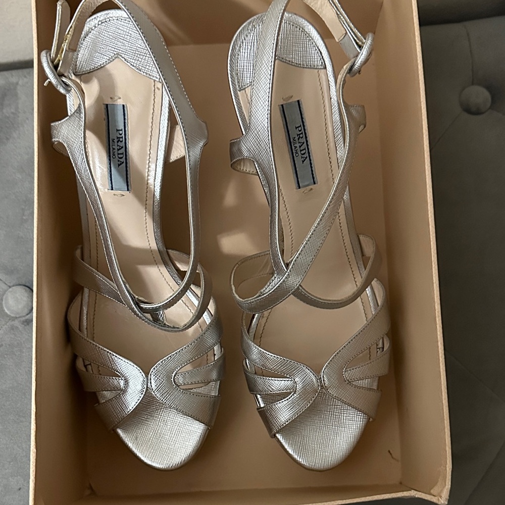 Prada Silver Strappy Heels - Picture 12 of 16